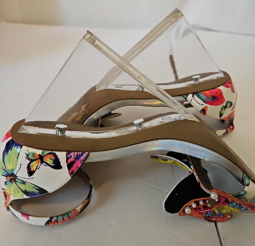 Betsey Johnson Multicolor Butterfly Ankle Strap Sandals, 7.5 - Picture 8 of 10